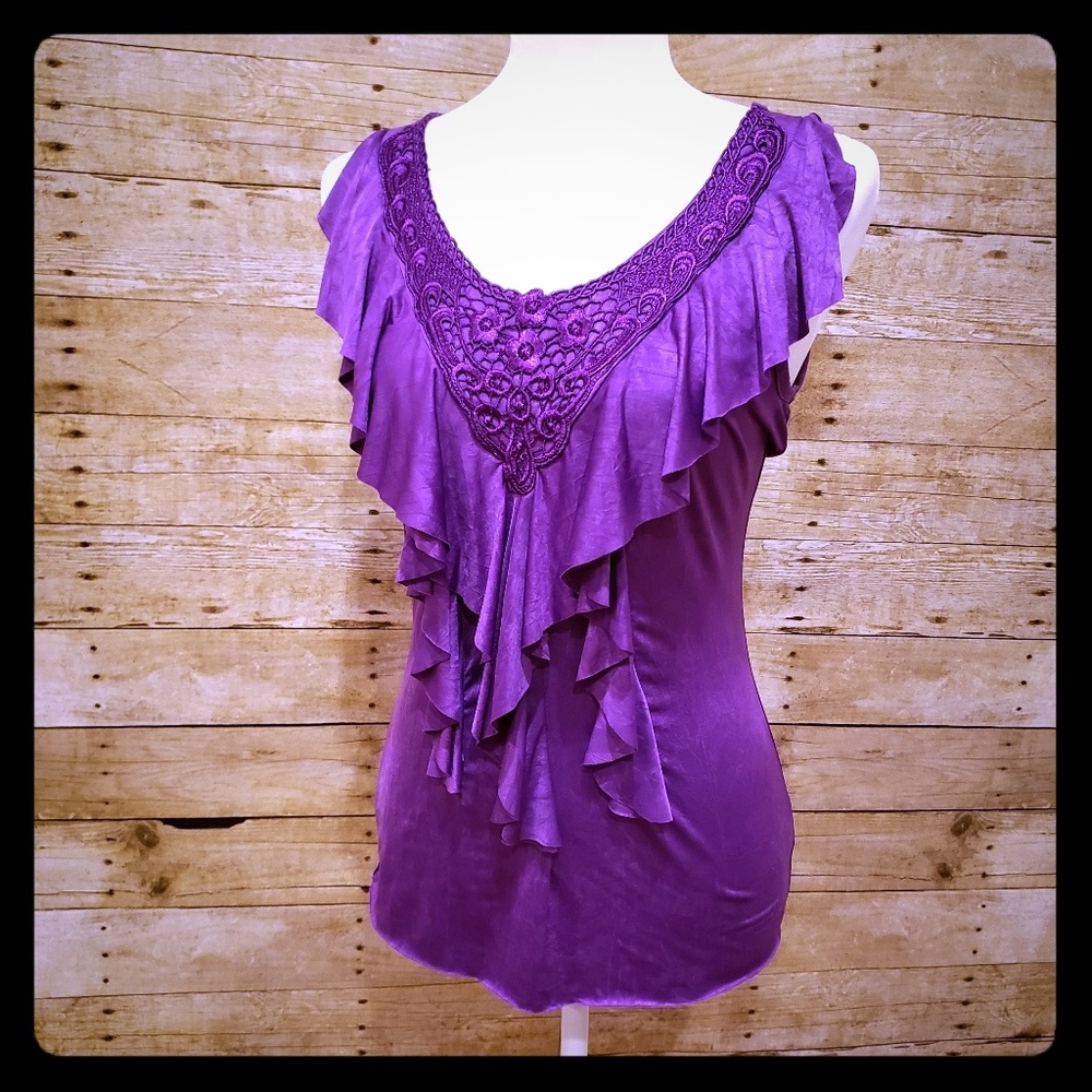 BCX Purple Blouse Size Small